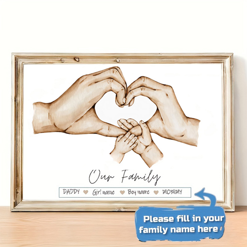 Home Office Photos - Personalized Custom Family Hand Poster Name