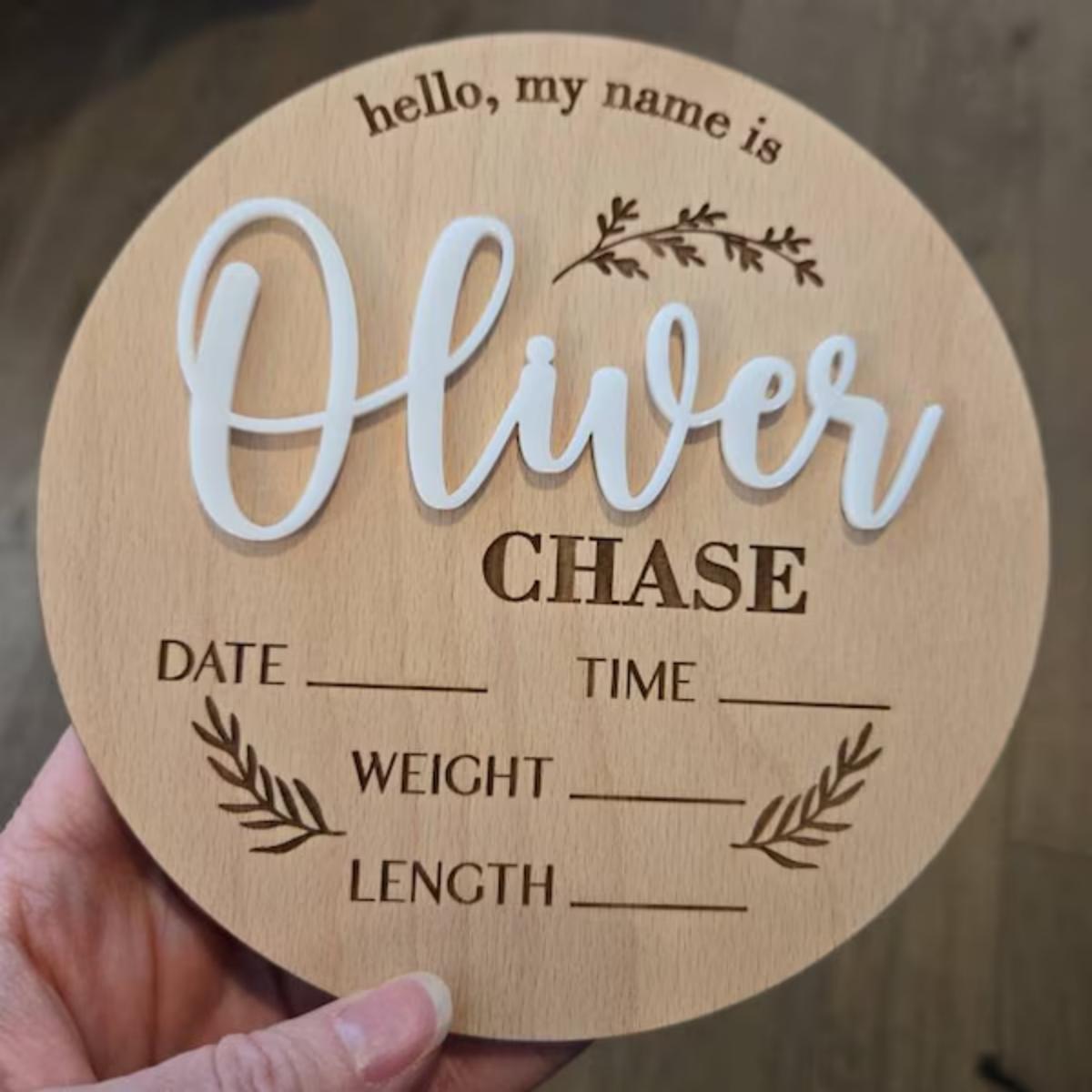 Home Office Room - 1Pc Custom Baby Announcement Sign Wooden