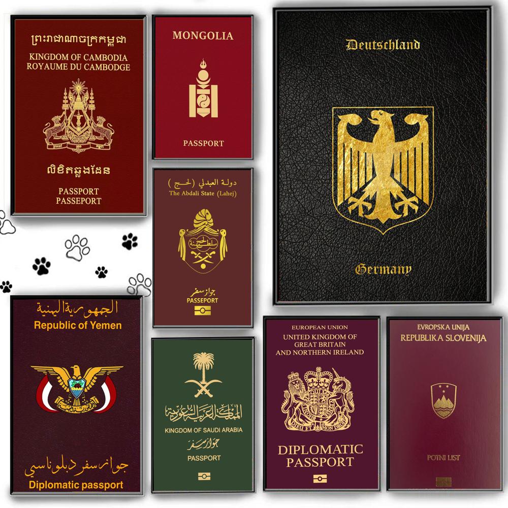 Home Office Passport - Deep Red-background Passports Poster Self Adhesive