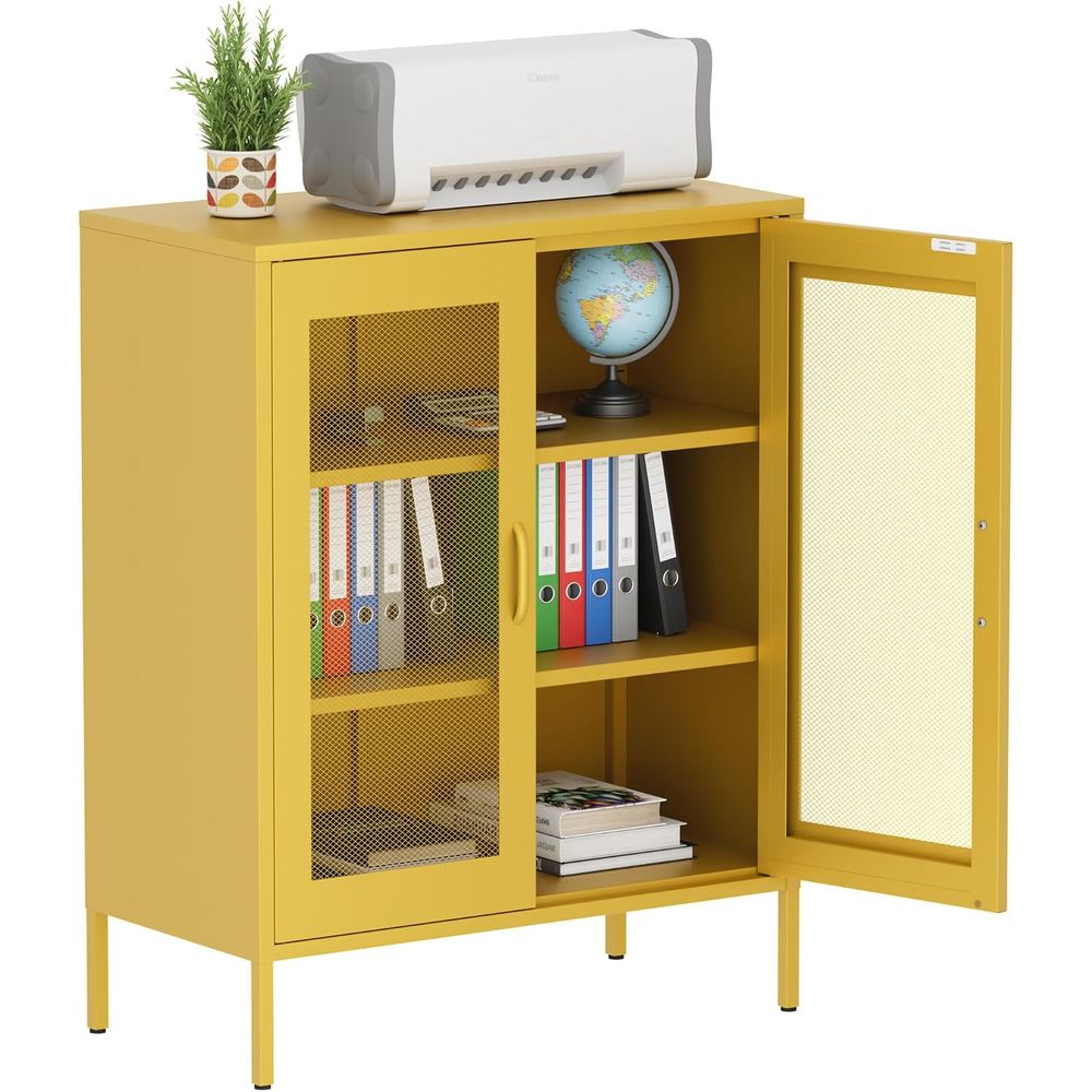 Free Home Office - Mesh Metal Storage Cabinet with Adjustable