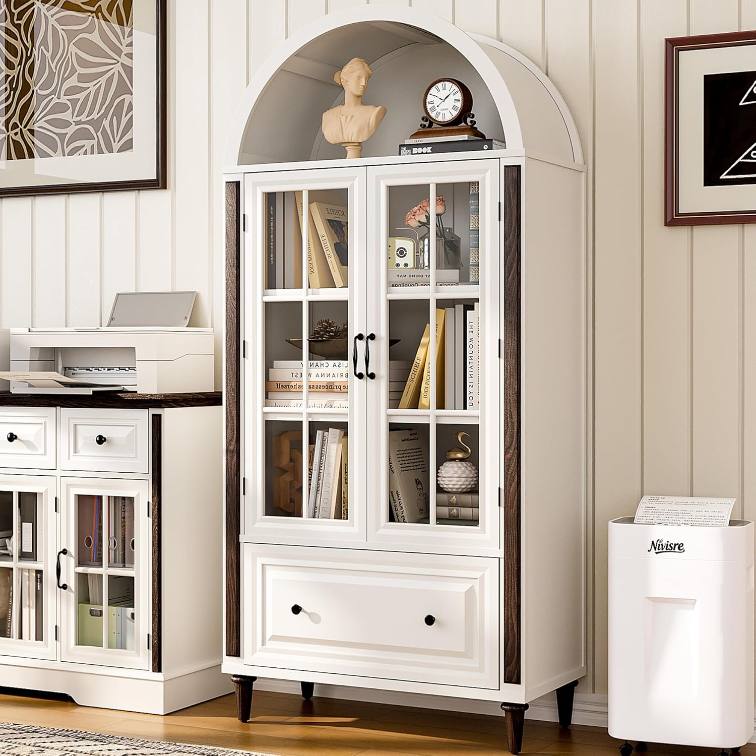Free Home Office - 71” Handcrafted Arched Bookcase, Filing Cabinet