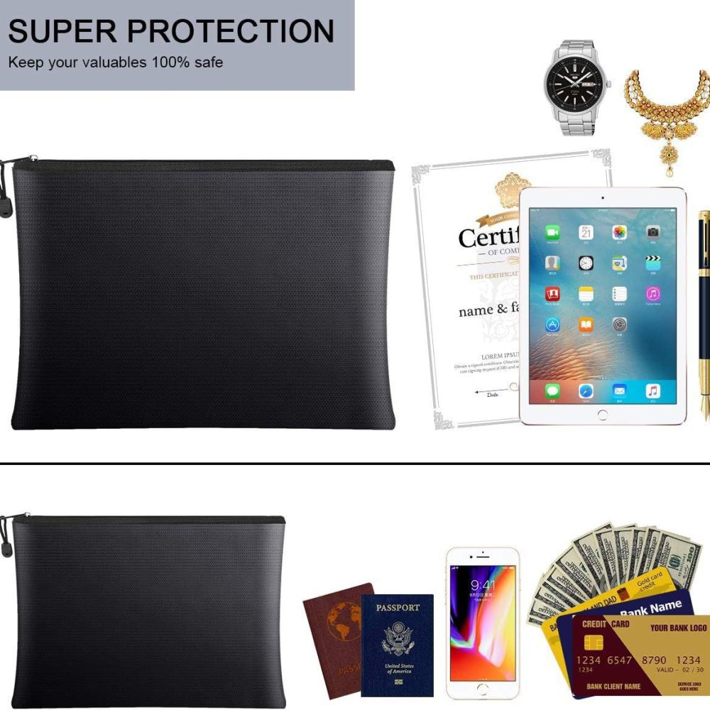 Home Office Passport - Fireproof Document Bag Waterproof Cash Holder