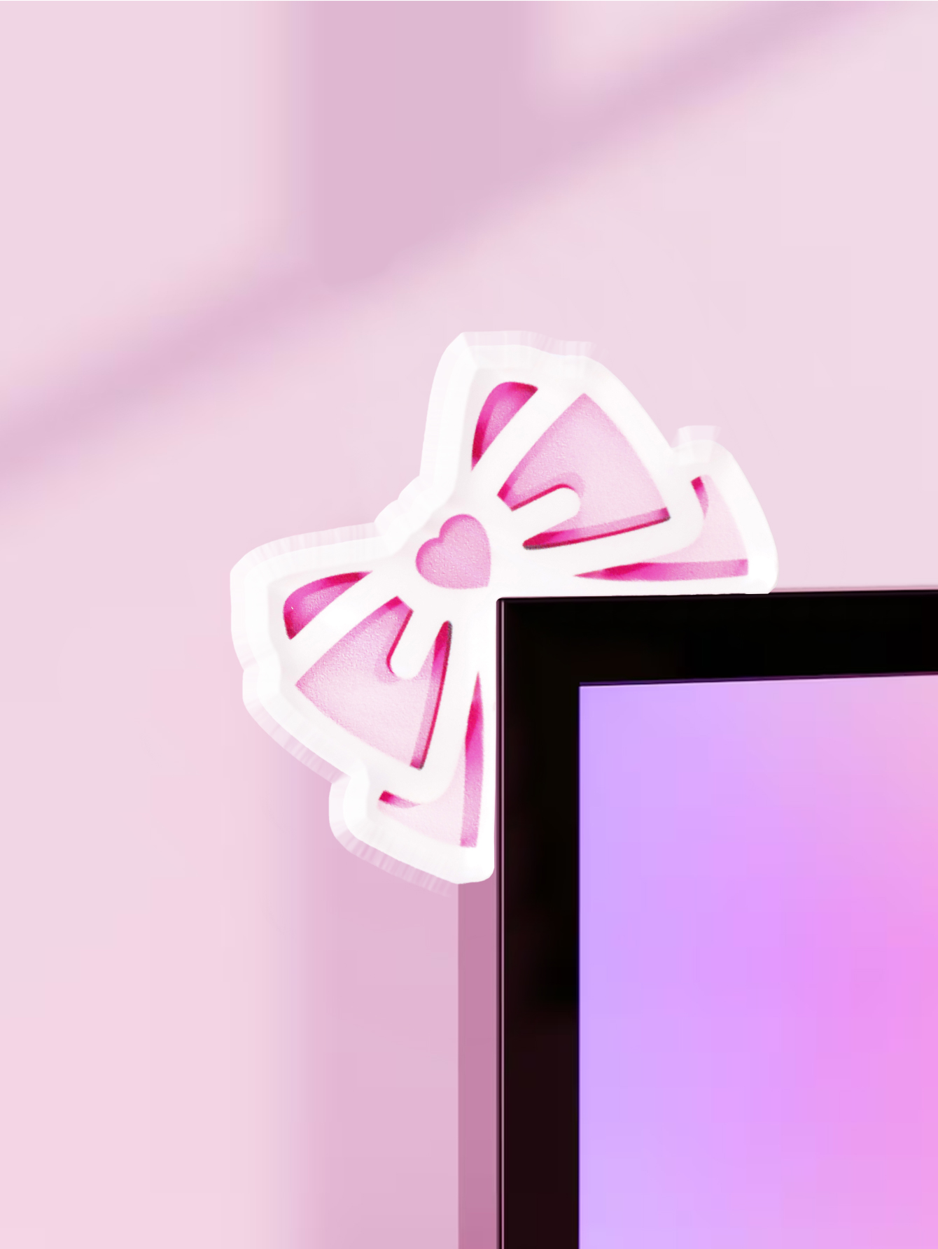 Home Office Programmer - Kawaii Bow Monitor Decor Pink Acrylic