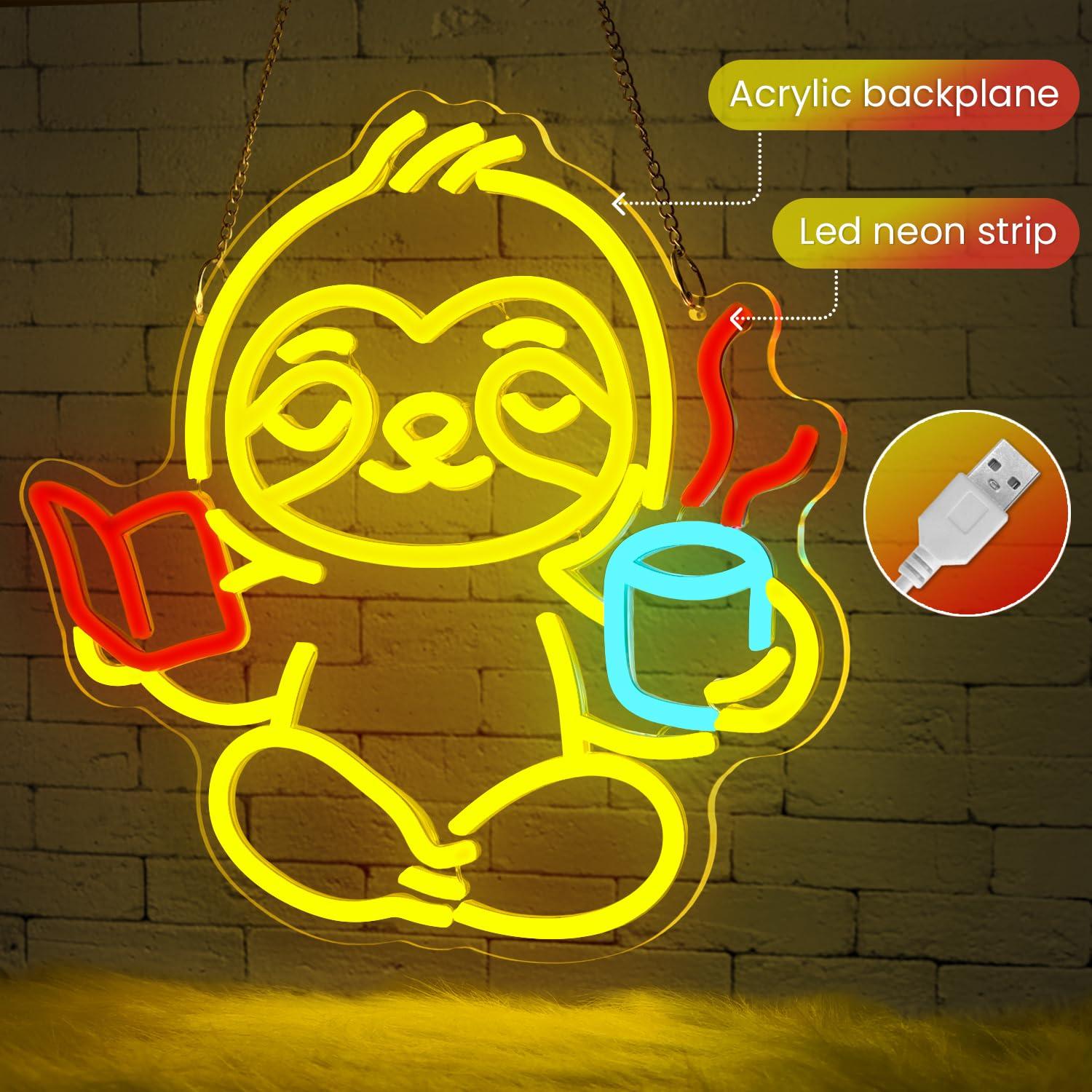 Sloth Neon Sign USB Dimmable L - Home Office Room 评论和价格